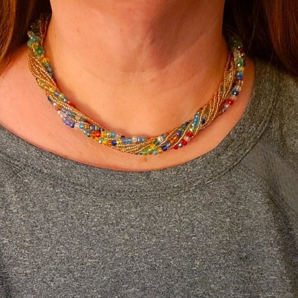 Sparkly Multi Colored Beaded Necklace w/ Magnetic Closure - Picture 12 of 12